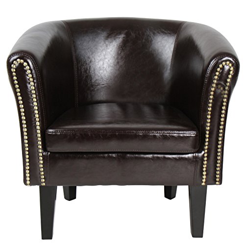 MIADOMODO Sillón Chesterfield con Reposapiés | Tapizado en Cuero Artificial con Patas de Madera, Color a Elegir | Butaca de Piel Sintética para Dormitorio y Salón, Sofá Chester 1 Plaza (Marrón)