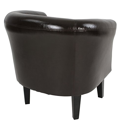MIADOMODO Sillón Chesterfield con Reposapiés | Tapizado en Cuero Artificial con Patas de Madera, Color a Elegir | Butaca de Piel Sintética para Dormitorio y Salón, Sofá Chester 1 Plaza (Marrón)