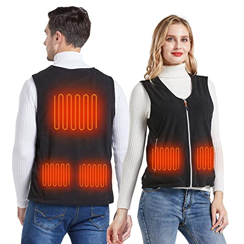 MIBABO Chaqueta Calefactable Hombre, Chaleco Calefactable Mujer Chaleco Termico Electrico Ropa Calefactable Forro Polar Lavable En La Lavadora Negro