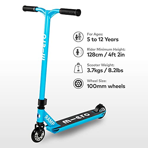 Micro® Ramp, Original Design, Scooter Freestyle, Iniciación, Ruedas 100mm, Peso 3,7kg, Carga Máx 100Kg, Altura 81,1, Manillar 51cm (Cyan)