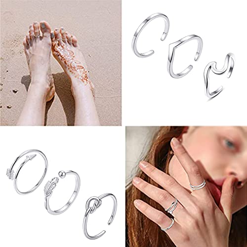 Midi Anillo de Dedo 6 Piezas Anillos Dedo del Pie Abierto Juego de Anillos para Nudillos Anillos de Nudillo para Mujer Anillos Apilables Mujer Accesorios de Joyería para Mujeres y Niñas
