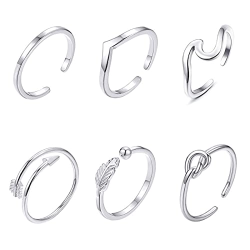 Midi Anillo de Dedo 6 Piezas Anillos Dedo del Pie Abierto Juego de Anillos para Nudillos Anillos de Nudillo para Mujer Anillos Apilables Mujer Accesorios de Joyería para Mujeres y Niñas