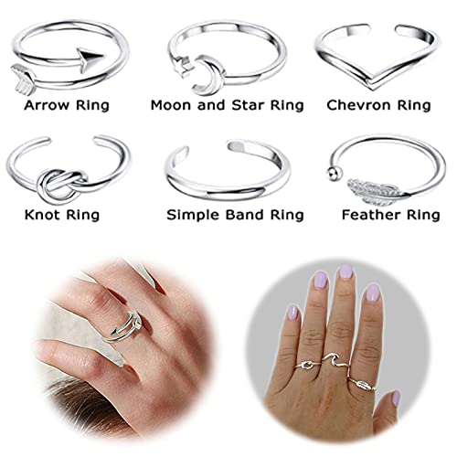 Midi Anillo de Dedo 6 Piezas Anillos Dedo del Pie Abierto Juego de Anillos para Nudillos Anillos de Nudillo para Mujer Anillos Apilables Mujer Accesorios de Joyería para Mujeres y Niñas