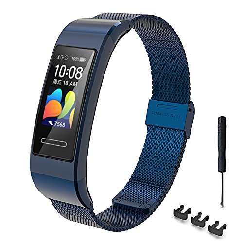 MIJOBS Correa para Band 4 Pro / 3 Pro Correas de Metal de Acero Inoxidable Pulsera de Repuesto con Herramienta de Extracción de Eslabones Reemplazo Compatible con Huawei Band 4 Pro / 3 Pro
