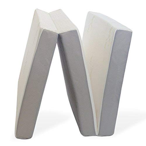 Milliard Colchón Plegable de Tres Partes, 10cm Profundidad, Para Huéspedes con Funda Extraíble Removible y Base Antideslizante (Doble 190 x 135 cm)
