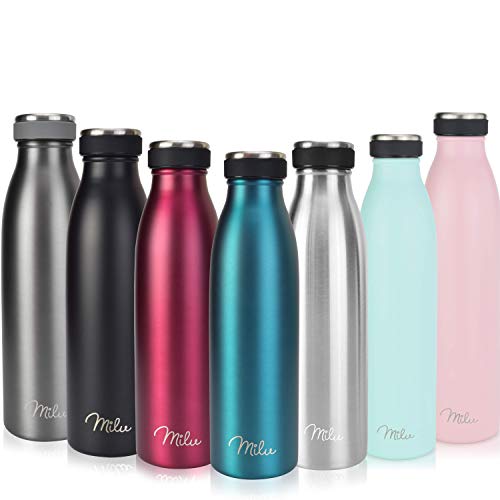 Milu Termo Botella de Agua 500ml, 750ml, 1l - Acero Inoxidable - Aislamiento de Vacío de Doble Pared - Libre BPA (Verde, 1000ml)