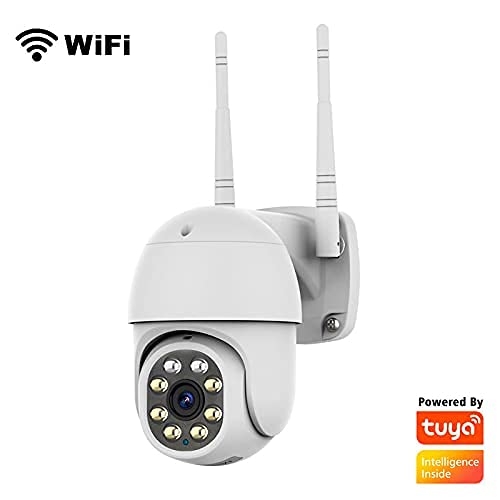 Mini Cámara motorizada de Exterior 1080p con iluminación LED - conexión WiFi Compatible con Smart Life y Tuya Smart