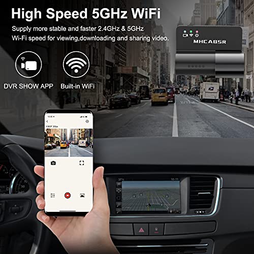 Mini Dash CAM WiFi, 1080P Cámara de Coche Grabadora DVR Lente giratoria de 330 ° Grabación en Bucle de Sensor G, Monitor de estacionamiento, Detección de Movimiento, Soporte 128G