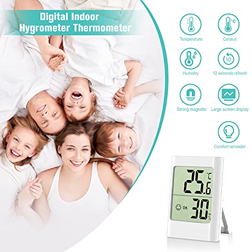 Mini Termómetro Higrómetro Digital, Medidor de Temperatura Termohigrómetro de Interior Medidor de Temperatura y Humedad para Oficina Habitación de Bebé