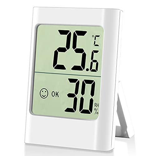Mini Termómetro Higrómetro Digital, Medidor de Temperatura Termohigrómetro de Interior Medidor de Temperatura y Humedad para Oficina Habitación de Bebé