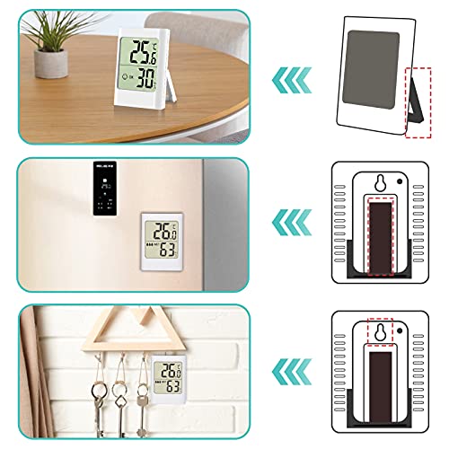 Mini Termómetro Higrómetro Digital, Medidor de Temperatura Termohigrómetro de Interior Medidor de Temperatura y Humedad para Oficina Habitación de Bebé