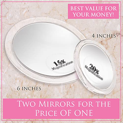 Mirrorvana Espejo Aumento 15X y 20X con Ventosa (x15 & x20 Magnification Spot Suction Mirrors)