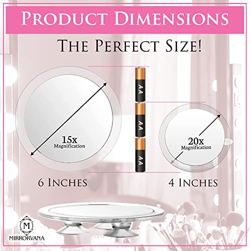 Mirrorvana Espejo Aumento 15X y 20X con Ventosa (x15 & x20 Magnification Spot Suction Mirrors)