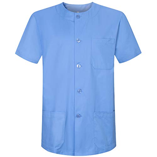 MISEMIYA - Casaca Caballero Cuello Redondo MÉDICO ENFERMERO Uniforme Laboral ESTÉTICA Dentista Doctores Limpieza Veterinaria Ref.832 - S, Camisa Médico 832-4 Celeste