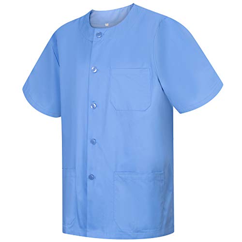 MISEMIYA - Casaca Caballero Cuello Redondo MÉDICO ENFERMERO Uniforme Laboral ESTÉTICA Dentista Doctores Limpieza Veterinaria Ref.832 - S, Camisa Médico 832-4 Celeste