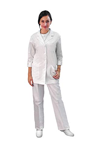 MISEMIYA - Casaca Cuello Solapa Mangas LARGAS Uniforme Laboral CLINICA Hospital Limpieza Veterinaria SANIDAD HOSTERERÍA Ref-Q8105 - XXL, Blanco