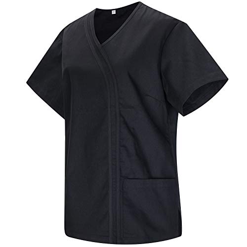 MISEMIYA - Casaca Sanitarios Mujer Uniforme Laboral CLINICA Hospital Limpieza Veterinaria SANIDAD HOSTELERÍA Ref.Q8119 - M, Negro