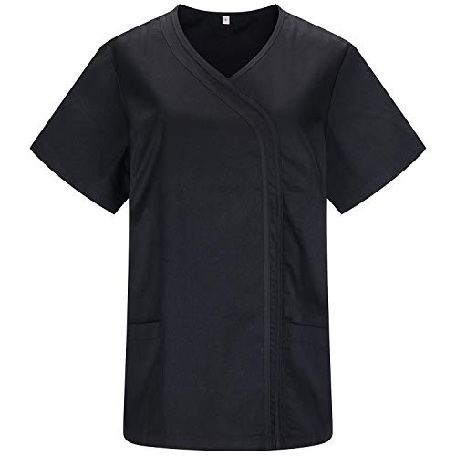 MISEMIYA - Casaca Sanitarios Mujer Uniforme Laboral CLINICA Hospital Limpieza Veterinaria SANIDAD HOSTELERÍA Ref.Q8119 - M, Negro