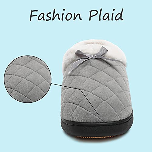 Mishansha Mujer Pantuflas Casa Invierno Zapatillas Caliente Zapatos Peludas Comoda Slippers Gris 38 EU