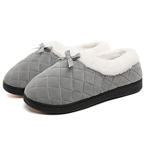 Mishansha Mujer Pantuflas Casa Invierno Zapatillas Caliente Zapatos Peludas Comoda Slippers Gris 38 EU
