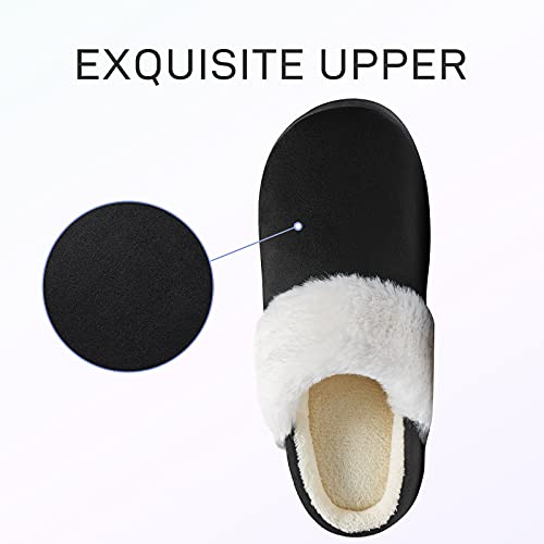 Mishansha Pantuflas Hombre Cálido Pantuflas Invierno Casa Zapatillas Felpa Zapatos para Mujer Negro 42 EU