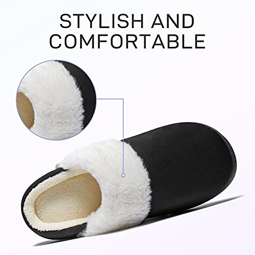Mishansha Pantuflas Hombre Cálido Pantuflas Invierno Casa Zapatillas Felpa Zapatos para Mujer Negro 42 EU