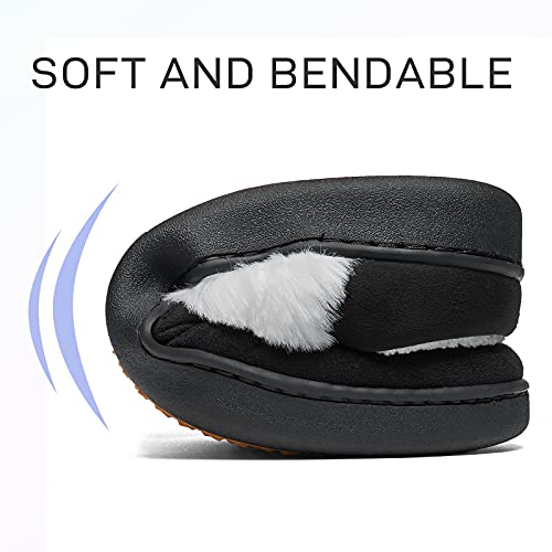 Mishansha Pantuflas Hombre Cálido Pantuflas Invierno Casa Zapatillas Felpa Zapatos para Mujer Negro 42 EU