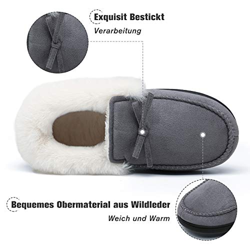 Mishansha Zapatillas Casa Invierno de Espuma Viscoelástica Mujer Antideslizantes CáLido Pantuflas Mujer de Interior y Exterior Gris Ahumado Gr.39