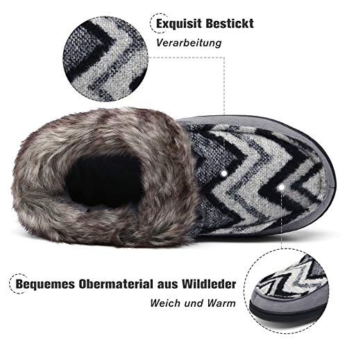 Mishansha Zapatillas de Casa Mujer Antideslizantes Pantuflas Mujer Cálido y Confortable Zapatillas de Espuma Viscoelástica Gris Oscuro Gr.39