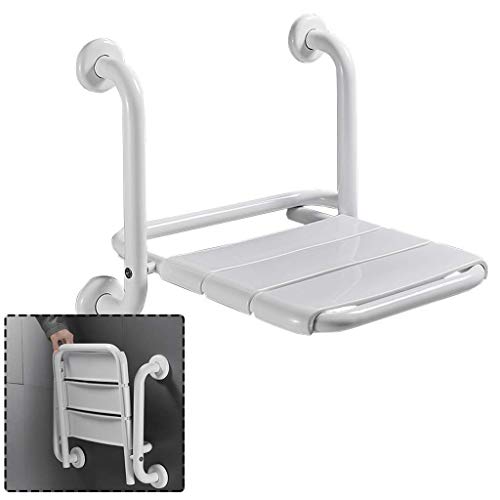 MKXF Taburete de Asiento de Ducha para Ancianos discapacitados Banco de baño montado en la Pared Taburete de bañera Silla de baño Plegable Silla de Ducha de Pared Plegable Blanca