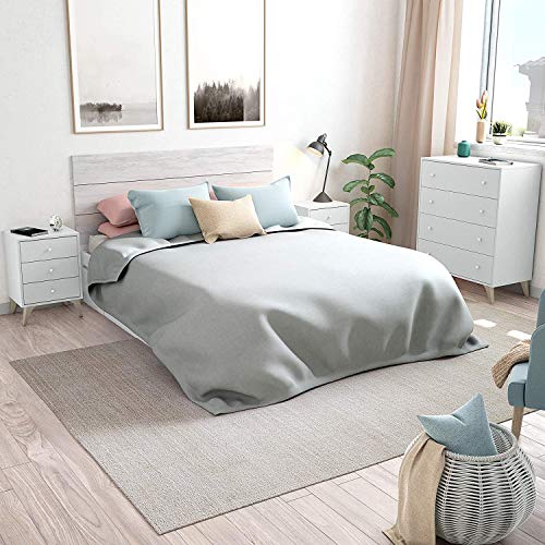 Mobelcener – Cabezal y 2 Mesitas de Noche Sweet – Cabecero Matrimonio y 2 Mesitas de Noche – Color Blanco Artik y Blanco Velho – Medidas: Ancho: 240 cm x Fondo: 33 cm x Alto: 101 cm - (1107)