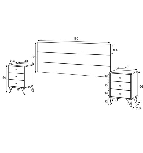 Mobelcener – Cabezal y 2 Mesitas de Noche Sweet – Cabecero Matrimonio y 2 Mesitas de Noche – Color Blanco Artik y Blanco Velho – Medidas: Ancho: 240 cm x Fondo: 33 cm x Alto: 101 cm - (1107)