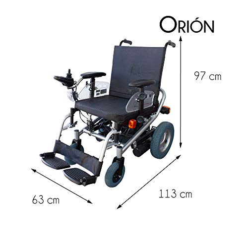 Mobiclinic, modelo Orión, Silla de ruedas eléctrica, plegable, acero, con motor, para discapacitados, minusválidos, ancianos, ortopedica, para mayores, autonomía 30 km, 24V, color Azul y Negro