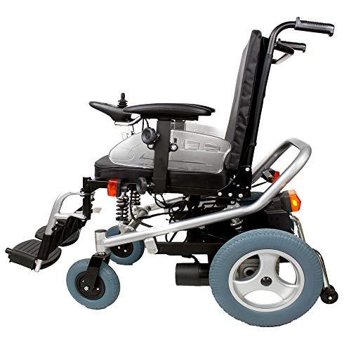 Mobiclinic, modelo Orión, Silla de ruedas eléctrica, plegable, acero, con motor, para discapacitados, minusválidos, ancianos, ortopedica, para mayores, autonomía 30 km, 24V, color Azul y Negro