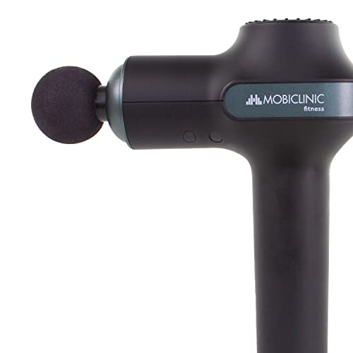 Mobiclinic, Pistola de Masaje Muscular, Marca Española, Pistola para dar masajes, 6 cabezales diferentes, Masajeador de Músculos de Tejido Profundo, 6 Niveles de intensidad regulables, Gris