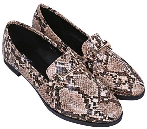 Mocasines de Piel de Serpiente, Hebilla Dorada, imitación Cuero Vices 38 EU