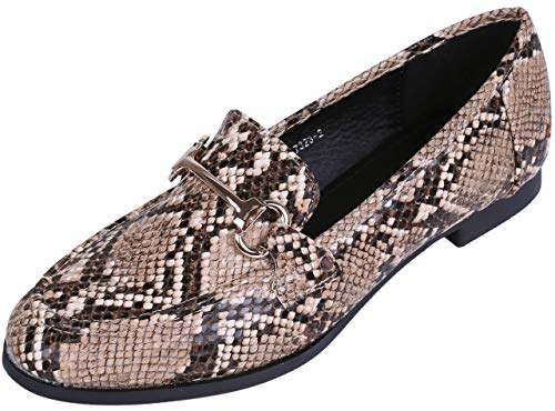 Mocasines de Piel de Serpiente, Hebilla Dorada, imitación Cuero Vices 38 EU