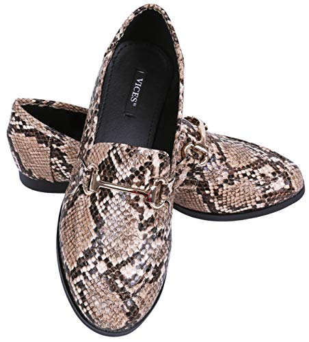 Mocasines de Piel de Serpiente, Hebilla Dorada, imitación Cuero Vices 38 EU