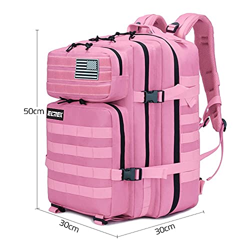 Mochila 45L Táctica Militar USA Impermeable Deportiva Caza Aire Libre Deportes Gimnasio Portatil Oxford 900D (Rosa)