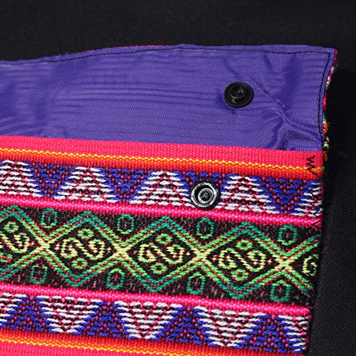 Mochila de loneta negra con bolsillo de manto peruano