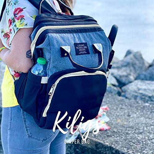 Mochila para carrito bebe con cuna plegable- Kiligs Bolso pañalera moderna, Bolsa de transporte Multifuncional para biberon