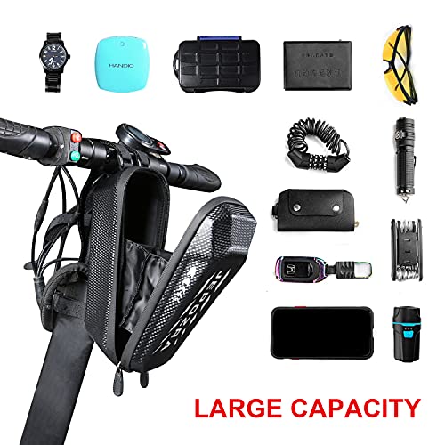 Mochila Patinete Electrico,Accesorios para Patinete Electrico,Bolsa Patinete de Manillar para Xiaomi Scooters Eléctricos, Bolsa Grande de Cáscara Dura (24.5X12.5X11.5CM) (negro-01)