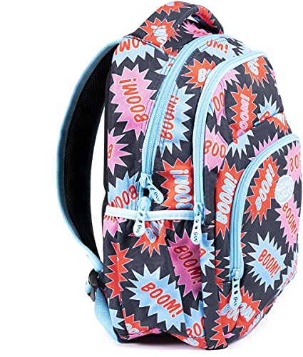 Mochila Primary Boom - Cuatro Cremalleras con Tiradores Ergonómicos Metálicos - Mochila Escolar Ligera Impermeable con Dos Bolsillos Laterales con Goma - 43 x 34 x 23 cm - Ocean’s Wave