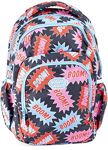 Mochila Primary Boom - Cuatro Cremalleras con Tiradores Ergonómicos Metálicos - Mochila Escolar Ligera Impermeable con Dos Bolsillos Laterales con Goma - 43 x 34 x 23 cm - Ocean’s Wave