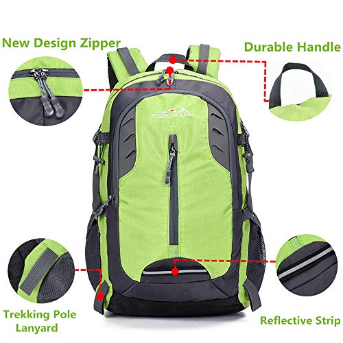 Mochilas De Marcha Mochila De Senderismo Mujer Hombre Resistente Al Agua 30L litros Chico Chica Al Aire Libre Ligera Gran Capacidad para Viajes Escalada Trekking Backpack (2-Verde)
