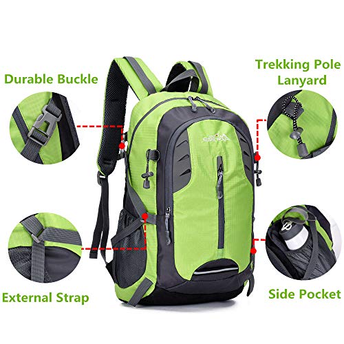 Mochilas De Marcha Mochila De Senderismo Mujer Hombre Resistente Al Agua 30L litros Chico Chica Al Aire Libre Ligera Gran Capacidad para Viajes Escalada Trekking Backpack (2-Verde)