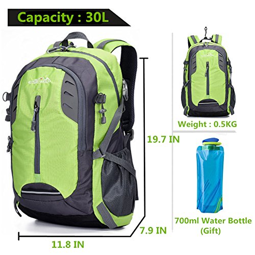 Mochilas De Marcha Mochila De Senderismo Mujer Hombre Resistente Al Agua 30L litros Chico Chica Al Aire Libre Ligera Gran Capacidad para Viajes Escalada Trekking Backpack (2-Verde)
