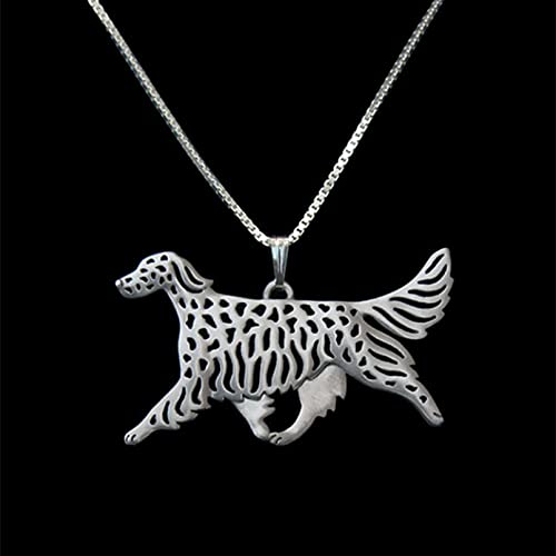 Moda Collar Joyas Gargantilla Collar con colgante de movimiento de Setter inglés de Color dorado romántico único, gargantilla de mejor amiga para mujer Parejas Fiesta San Valentín Cumpleaños Regalos