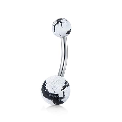 MODRSA 14G 10mm Piercing Ombligo Anillo Acero Inoxidable Acrílico Piercing Banana Curvados Barbell Vientre Ombligo Piercing Oreja Mujer Hombre 5 Piezas - Negro