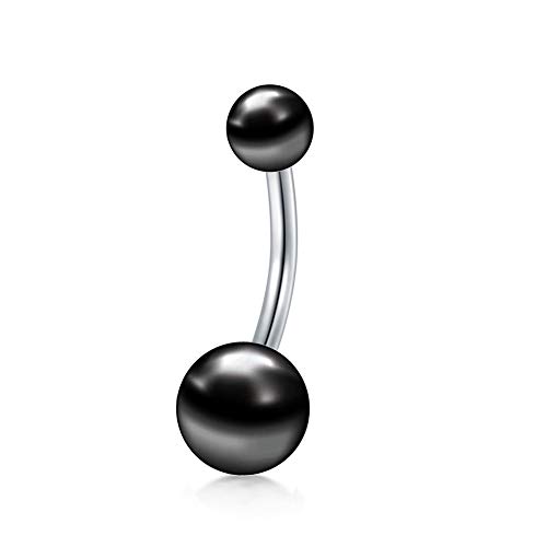 MODRSA 14G 10mm Piercing Ombligo Anillo Acero Inoxidable Acrílico Piercing Banana Curvados Barbell Vientre Ombligo Piercing Oreja Mujer Hombre 5 Piezas - Negro